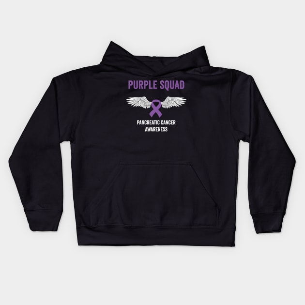 pancreatic cancer awareness - purple squad pancreatic cancer awareness month purple ribbon Kids Hoodie by Merchpasha1